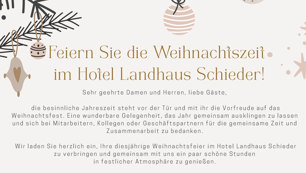 Weihnachtsfeier 2026 | Landhaus Schieder | Hotel | Restaurant Weihnachtsfeier 2026 | Landhaus Schieder | Hotel | Restaurant